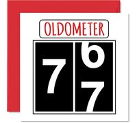 Stuff4 Divertidas tarjetas de cumpleaños número 77 para hombres y mujeres - Oldometer - Tarjeta de feliz cumpleaños para papá, mamá, bisabuelo, abuelo, niñera, abuela, tío abuelo, tía, tarjetas de