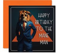 Stuff4 Divertidas tarjetas de cumpleaños para hombres, él, The Mane Man, tarjeta de feliz cumpleaños para hermano, hijo, marido, papá, tío, abuelo, mejor amigo, compañero de trabajo, 145 mm x 145 mm,