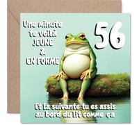 Stuff4 Drôle Carte d'Anniversaire 56 Ans - Clin d'Œil sur le Temps Qui Passe - Grenouille Amusante Assise au Bord du Lit - 145 mm Carré, Enveloppe Incluse