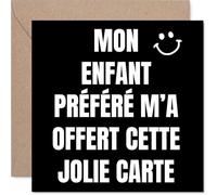 Stuff4 Drôle Carte d'Anniversaire pour Enfant - un Clin d'Œil Amusant - Message « Mon Enfant Préféré M'a Offert Cette Jolie Carte » sur Fond Noir - 145 mm Carré, Enveloppe Incluse
