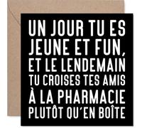 Stuff4 Drôle Carte d'Anniversaire - Quand la Fête Laisse Place aux Retrouvailles à la Pharmacie - Humour sur le Passage à l'Âge Adulte - 145 mm Carré, Enveloppe Incluse
