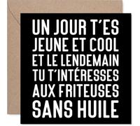Stuff4 Drôle Carte d'Anniversaire - Sourire Garanti avec Ce Clin d'Œil sur le Temps Qui Passe - Message Audacieux Blanc sur Fond Noir - 145 mm Carré, Enveloppe Incluse