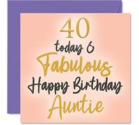 Stuff4 Fabulosas tarjetas de 40 cumpleaños para tía - 40 Today & Fabulous - para tía de sobrino y sobrina, 145 mm