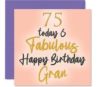 Stuff4 Fabulosas tarjetas de cumpleaños 75 para abuela de parte de nieta nieta, nieto, 145 mm