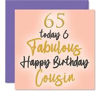 Stuff4 Fabulosas tarjetas de cumpleaños número 65 para primos - 65 Today & Fabulous - Tarjeta de feliz cumpleaños para primo de pariente, tarjetas de felicitación familiares de 145 mm