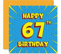 Stuff4 Fun - Tarjeta de cumpleaños número 67 para hombre y mujer, diseño de cómic de 145 mm