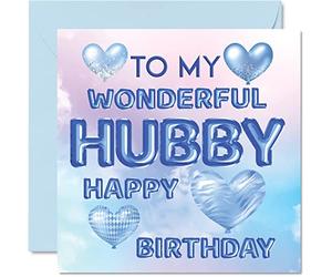 Stuff4 Hermosas tarjetas de cumpleaños para marido - To My Wonderful Hubby - Tarjeta especial de feliz cumpleaños de esposa, regalos de 145 mm, tarjetas de felicitación para marido, compañero
