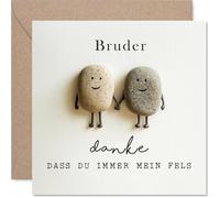 Stuff4 Herzliche Dankeskarte für Bruder - Wertschätzung mit einem Lächeln - Zwei Steine als Freunde-Motiv, Hand in Hand - 145 mm Quadratisch, Umschlag Inklusive
