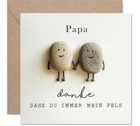 Stuff4 Herzliche Dankeskarte für Papa - Herzlicher Dank, der Berührt - Zwei Lachende Steine als Symbol für Halt und Familie - 145 mm Quadratisch, Umschlag Inklusive