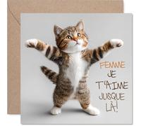 Stuff4 Ludique Carte d'Anniversaire pour Épouse - Déclaration Drôle et Tendre - Chat Malicieux Exprimant l'Amour d'une Façon Originale - 145 mm Carré, Enveloppe Incluse