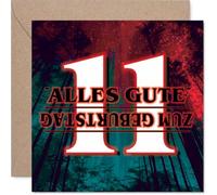 Stuff4 Meilenstein Geburtstagskarte zum 11. Geburtstag - Bunter Geburtstagsgruß - Zahl 11 Vor Mystischem Hintergrund - 145 mm Quadratisch, Umschlag Inklusive