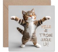 Stuff4 Mignonne Carte d'Anniversaire pour Fille - un Chat Adorable Qui Mesure Tout l'Amour - Motif Coloré et Message Tendre - 145 mm Carré, Enveloppe Incluse