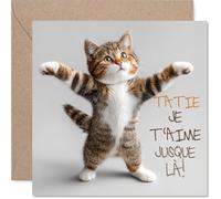 Stuff4 Mignonne Carte d'Anniversaire pour Tante - Chat Craquant Qui Déclare Son Amour - Illustration Colorée et Mot Doux - Geste Tendre Qui Fera Sourire - 145 mm Carré, Enveloppe Incluse