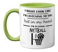 Stuff4 Netball Gifts - Taza con texto en inglés "In My Head", regalo divertido para los amantes del netball, hombres y mujeres, tazas de cerámica de alta calidad, aptas para lavavajillas, con mango