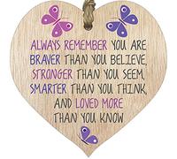 Stuff4 Placa colgante de corazón de madera con texto en inglés "Always Remember You Are Braver", regalos de amistad para mujeres, regalo de cumpleaños para mujeres, regalos inspiradores positivos