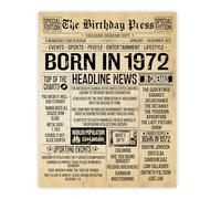 Stuff4 Póster de cumpleaños número 53 sin marco, periódico vintage nacido en 1972, regalos de feliz cumpleaños número 53 para mujeres y hombres, retro en 1972, 8 x 10 pulgadas, 53 y cincuenta y