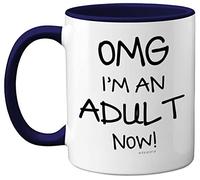 Stuff4 Regalos de cumpleaños número 18 para niñas o niños - Taza OMG I'm an Adult, taza divertida regalos para hijo o hija adulto. Tazas perfectas para 18 cumpleaños con mango azul marino, grandes