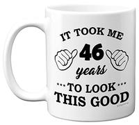 Stuff4 Regalos de cumpleaños número 46 para hombres y mujeres, taza de cumpleaños para niños de 46 años, taza de cerámica de 325 ml, apta para lavavajillas, día especial para él o ella, fabricada en