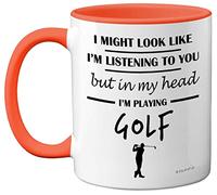 Stuff4 Regalos de golf para hombres, taza de golf con texto en inglés In My Head I'm Playing Golf, regalos divertidos para hombres, regalos de golfistas, ideas de regalo para amantes, tazas de