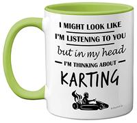 Stuff4 Regalos de karting - in My Head I'm Thinking About Karting - Divertidos regalos de karting para hombres y mujeres, regalos de Go Kart, taza de deportes de motor, regalos de carreras, tazas de