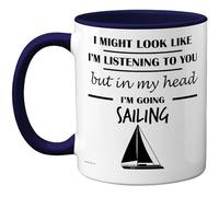Stuff4 Sailing Gifts - Taza con texto en inglés «In My Head», regalo divertido para amantes de la navegación, hombres y mujeres, de cerámica de alta calidad, apta para lavavajillas, con asa azul