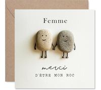 Stuff4 Sincère Carte Merci pour Épouse - Sourire et Gratitude - Deux Pierres Main dans la Main avec Message « Merci d'Être Mon Roc » - 145 mm Carré, Enveloppe Incluse