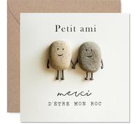 Stuff4 Sincère Carte Merci pour Petit Ami - un Clin d'Œil Tendre - Deux Pierres Souriantes Main dans la Main - 145 mm Carré, Enveloppe Incluse