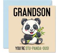 Stuff4 Stu-Panda-ous - Tarjeta de cumpleaños divertida para nieto de parte de abuelos, 145 mm
