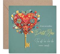 Stuff4 Tarjeta aniversario de boda para novio - Corazón con flores para declarar tus sentimientos, San Valentín - 145mm cuadrada, sobre incluido