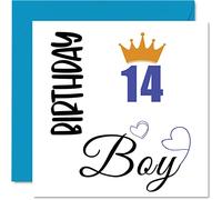 Stuff4 Tarjeta de 14 cumpleaños para niños - Tarjeta de cumpleaños para niño de 14 años - 145 mm