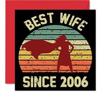 Stuff4 Tarjeta de 19 aniversario para esposa de parte del marido, la mejor esposa desde 2006, regalos con texto en inglés I Love You, tarjetas de felicitación de 145 mm