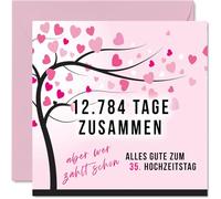 Stuff4 Tarjeta de 35 aniversario de boda Amor - 12784 días Juntos - 35 Aniversario Tarjeta de Aniversario Regalos para Mi Marido Mi Esposo Mi Esposa Esposa 145 mm Divertidas Tarjetas de Felicitación