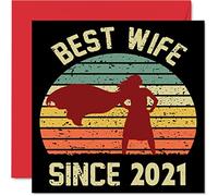 Stuff4 Tarjeta de 4º aniversario para esposa de parte del marido, la mejor esposa desde 2021, regalos I Love You, tarjetas de felicitación de aniversario de 4 para pareja, tarjetas de felicitación de