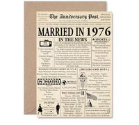 Stuff4 Tarjeta de 49 aniversario para hombres y mujeres, periódico casado en 1976, tarjeta de aniversario de boda de 49 años para pareja, marido, esposa, compañero, tarjetas de felicitación A5