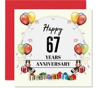 Stuff4 Tarjeta de 67 aniversario para marido y esposa, fiesta de aniversario, tarjeta de feliz 67 aniversario de boda para pareja, tarjetas de felicitación de 145 mm x 145 mm para sesenta y séptimos