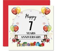 Stuff4 Tarjeta de 7º aniversario para esposo y esposa, globos de fiesta, 145 mm