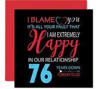 Stuff4 Tarjeta de 76º aniversario de boda para marido y esposa, con texto en inglés «Your Fault I'm Extremely Happy» (145 mm)