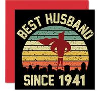 Stuff4 Tarjeta de 84 aniversario para marido de parte de la esposa, mejor marido desde 1941, regalos I Love You, tarjetas de feliz aniversario de boda 84 para pareja, tarjetas de felicitación de