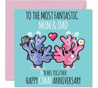 Stuff4 Tarjeta de aniversario de boda para mamá y papá (35 años de edad), diseño de coral