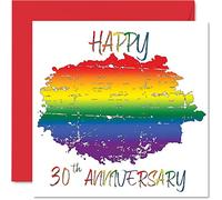 Stuff4 Tarjeta de aniversario de perlas gay LGBT para marido y esposa, feliz aniversario, tarjeta de 30 aniversario de boda para pareja, tarjetas de felicitación LGBT del orgullo gay de 145 mm