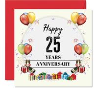 Stuff4 Tarjeta de aniversario de plata para marido y esposa, fiesta de aniversario, tarjeta de feliz 25 aniversario de boda para pareja, tarjetas de felicitación de 145 mm x 145 mm para veinticinco