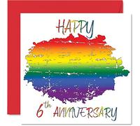 Stuff4 Tarjeta de aniversario LGBT para marido y esposa, 6º aniversario de boda, 145 mm del orgullo gay