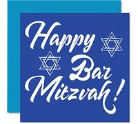 Stuff4 Tarjeta de Bar Mitzvah para niños - Happy Bar Mitzvah - Mazel Tov, regalos de felicitación de buena suerte, regalos para niños, regalos judíos de 145 mm, tarjetas de felicitación de murciélago