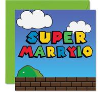 Stuff4 Tarjeta de boda para recién casados - Super Marryio - Tarjeta de felicitación para recién casados, 145 mm x 145 mm