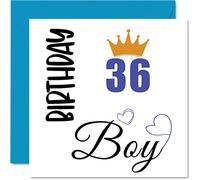 Stuff4 Tarjeta de cumpleaños 36 para hombres, tarjetas de cumpleaños para hombre, hijo, hermano, tío, primo, amigo, sobrino, 145 mm x 145 mm, 36 años, tarjetas de felicitación de 36 cumpleaños