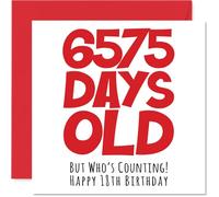 Stuff4 Tarjeta de cumpleaños de 18 para hombres, mujeres, él ella, 6575 días de edad, divertida tarjeta de felicitación de 18 años para hermano, hermana, hijo, hija, primo, 145 mm x 145 mm