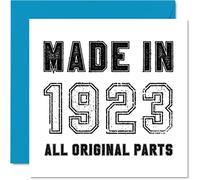 Stuff4 Tarjeta de cumpleaños número 102 para hombres y mujeres, hecha en 1923, todas las piezas originales, divertida tarjeta de cumpleaños para abuelo, abuela, tarjetas de felicitación de 145 mm