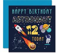 Stuff4 Tarjeta de cumpleaños número 12 para niño, astronauta espacial, cosmos, tarjeta de feliz cumpleaños de 12 años, tarjetas de felicitación de 145 mm para hijo, hija, sobrino, nieto