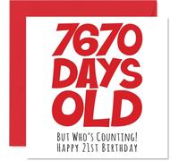 Stuff4 Tarjeta de cumpleaños número 21 para hombres, mujeres, él y ella, 7670 días de edad, divertida tarjeta de cumpleaños para adultos, para hermano, hermana, hijo, hija, primo, 145 mm, tarjetas de