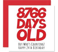 Stuff4 Tarjeta de cumpleaños número 24 para hombres, mujeres, él y ella, 8766 días de edad, divertida tarjeta de cumpleaños para adultos, para hermano, hermana, hijo, hija, primo, 145 mm, tarjetas de